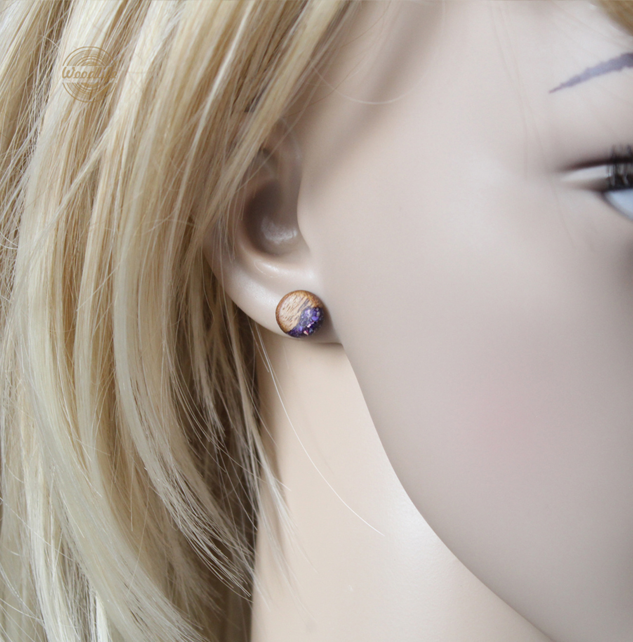 Náušnice ze dřeva, s kameny Regalitu