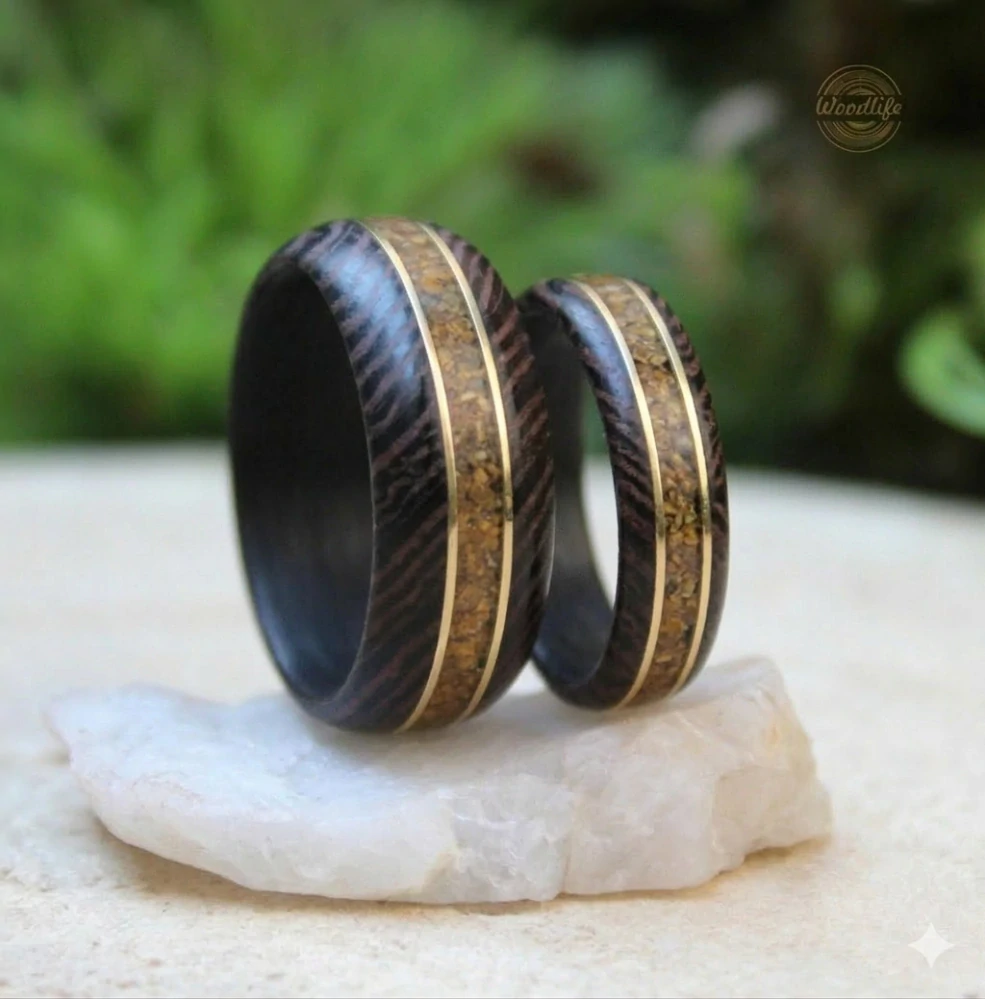 Snubní prsteny s tygřím okem a 14k zlatem