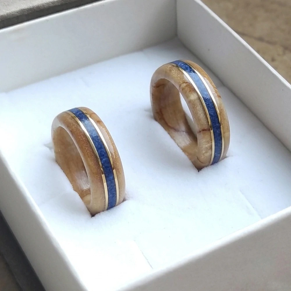 Subní prsteny z břízy a Lapis Lazuli