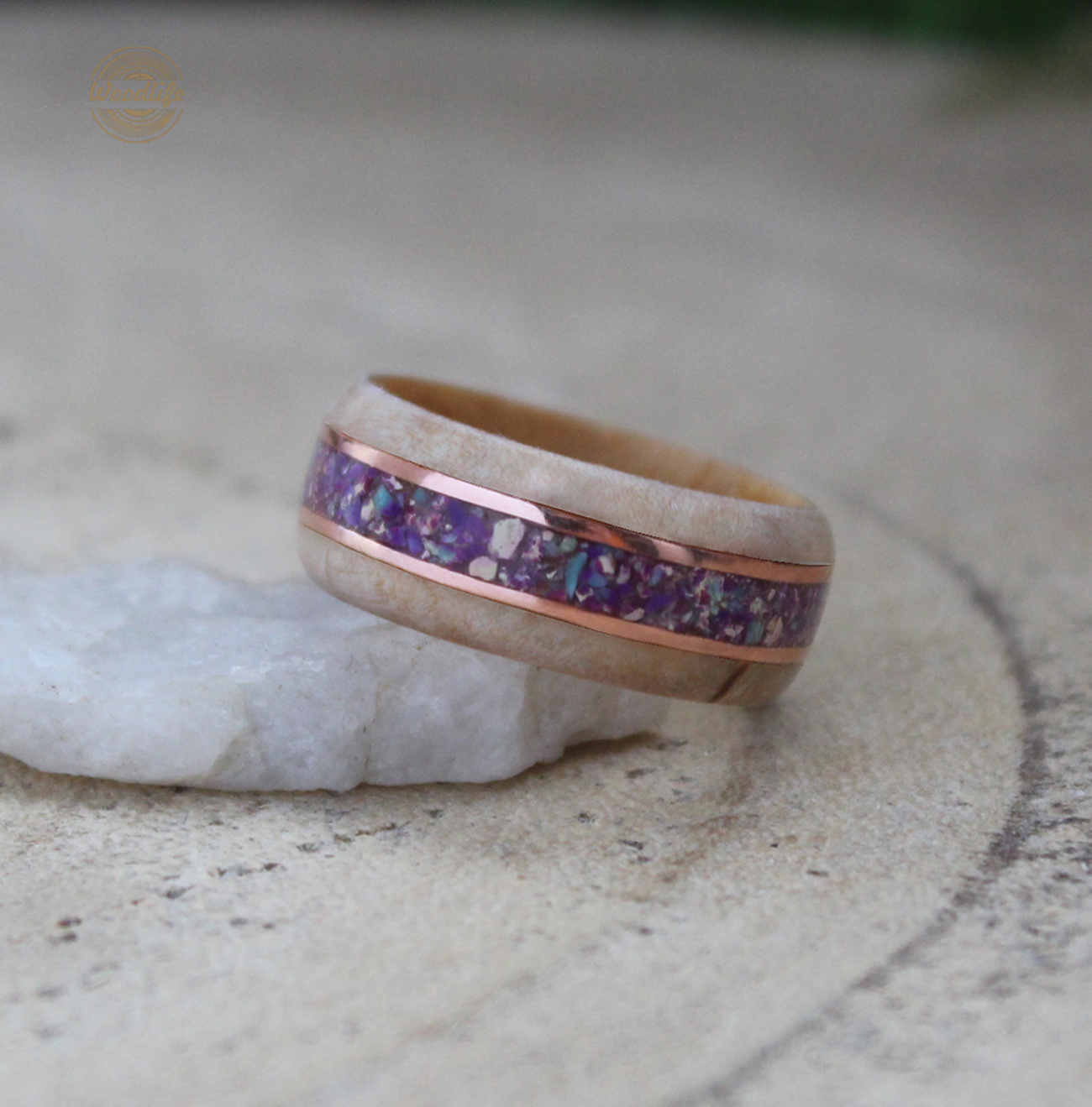 Přírodní prsten s opálem a krystalem Swarovski