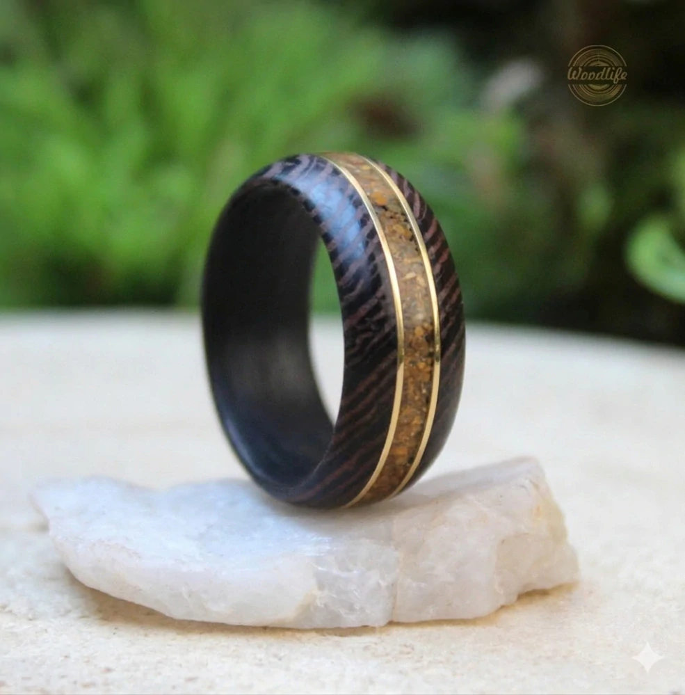 Snubní prsteny s tygřím okem a 14k zlatem