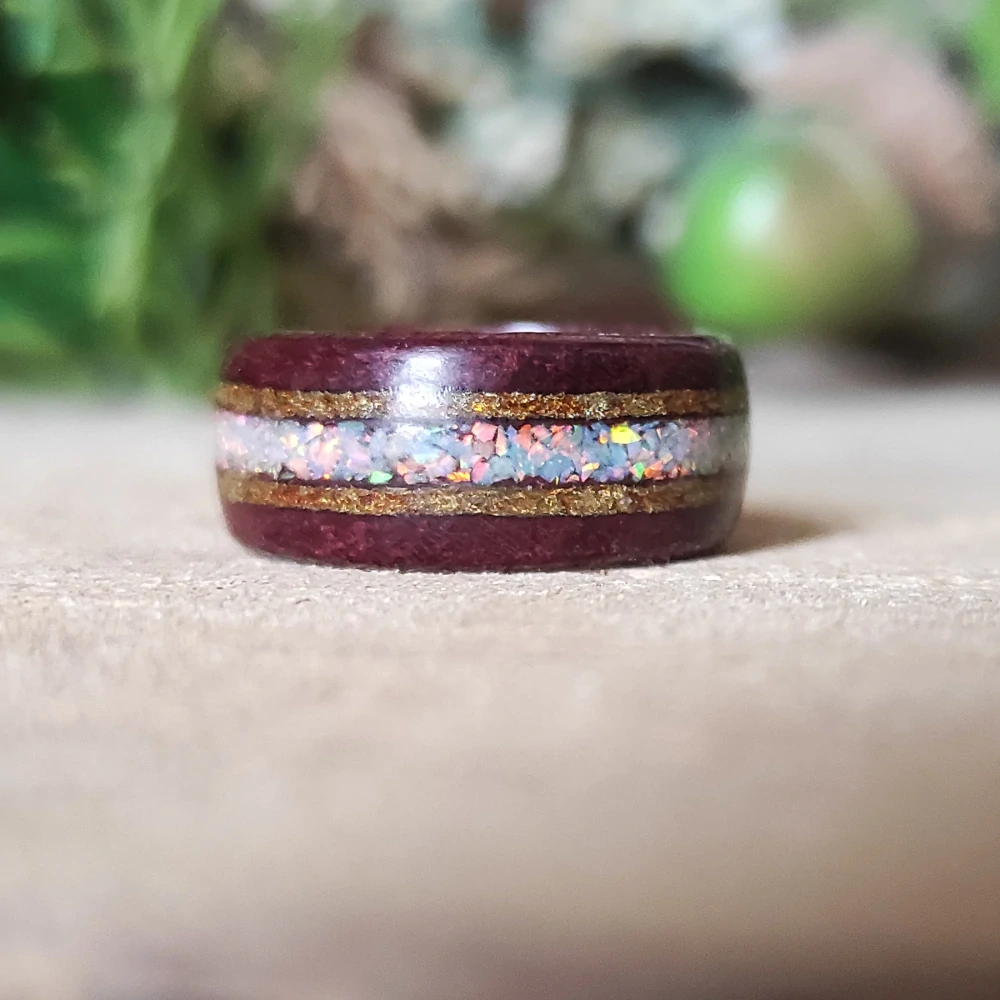 Snubní ocelové prsteny s opálem a lapis-lazuli 