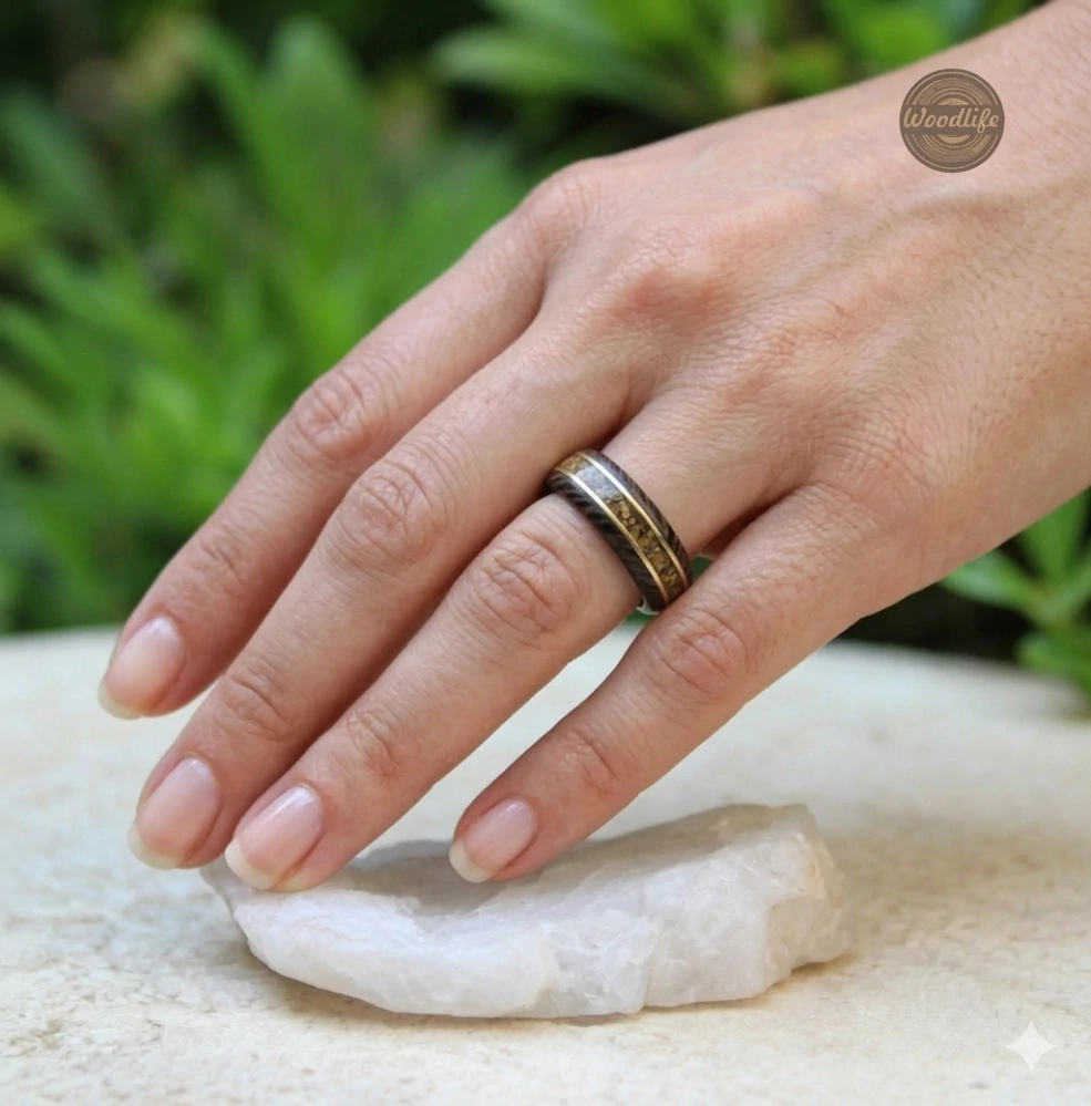 Snubní prsteny s tygřím okem a 14k zlatem