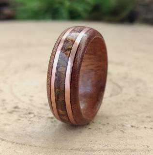Jatoba prsten s tygřím okem a mědí