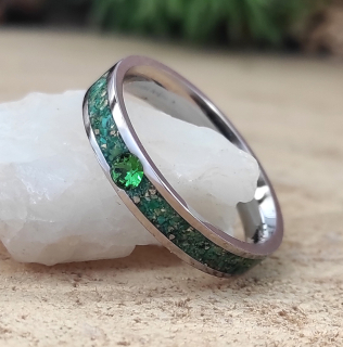 Ocelový prsten Swarovski s machaitem
