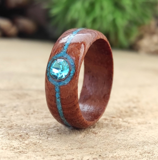 Prsten z krystalem swarovski a tyrkysem