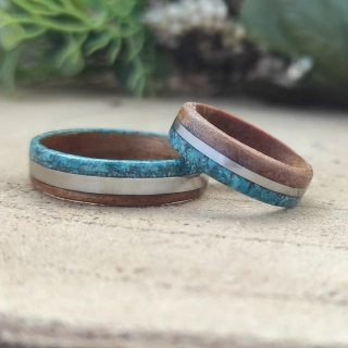 Snubní prsteny s chryzokolem a ocelí