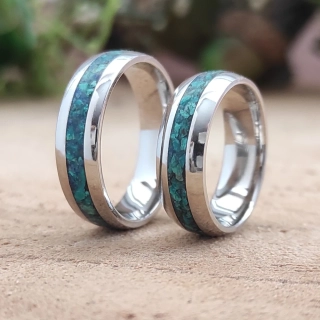 snubní ocelové prsteny s lapis-lazuli a chryzokolem