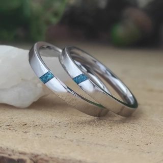 Snubní ocelové prsteny s chryzokolem
