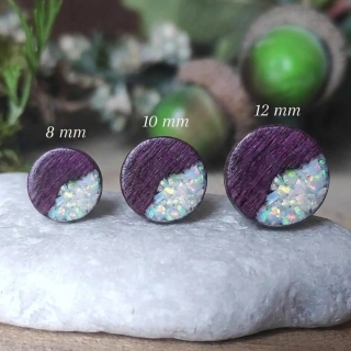 Náušnice z amarantu a bílého opálu - 10 mm