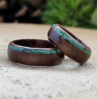 Snubní prsteny s amerického ořechu malachitu a jadeitu