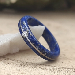 Prsten z lapis-lazuli a krystalem Swarovski